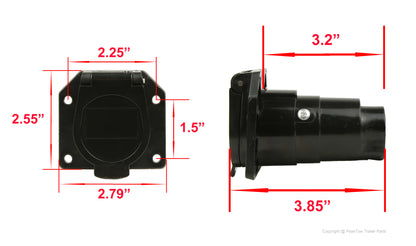 PTT0007 Connecteur adaptateur de prise de remorque RV 4 voies plat à lame ronde avec support de montage et matériel - Caisse de 30