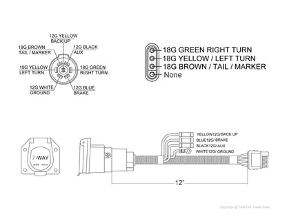 PTT0007 Connecteur adaptateur de prise de remorque RV 4 voies plat à lame ronde avec support de montage et matériel - Caisse de 30