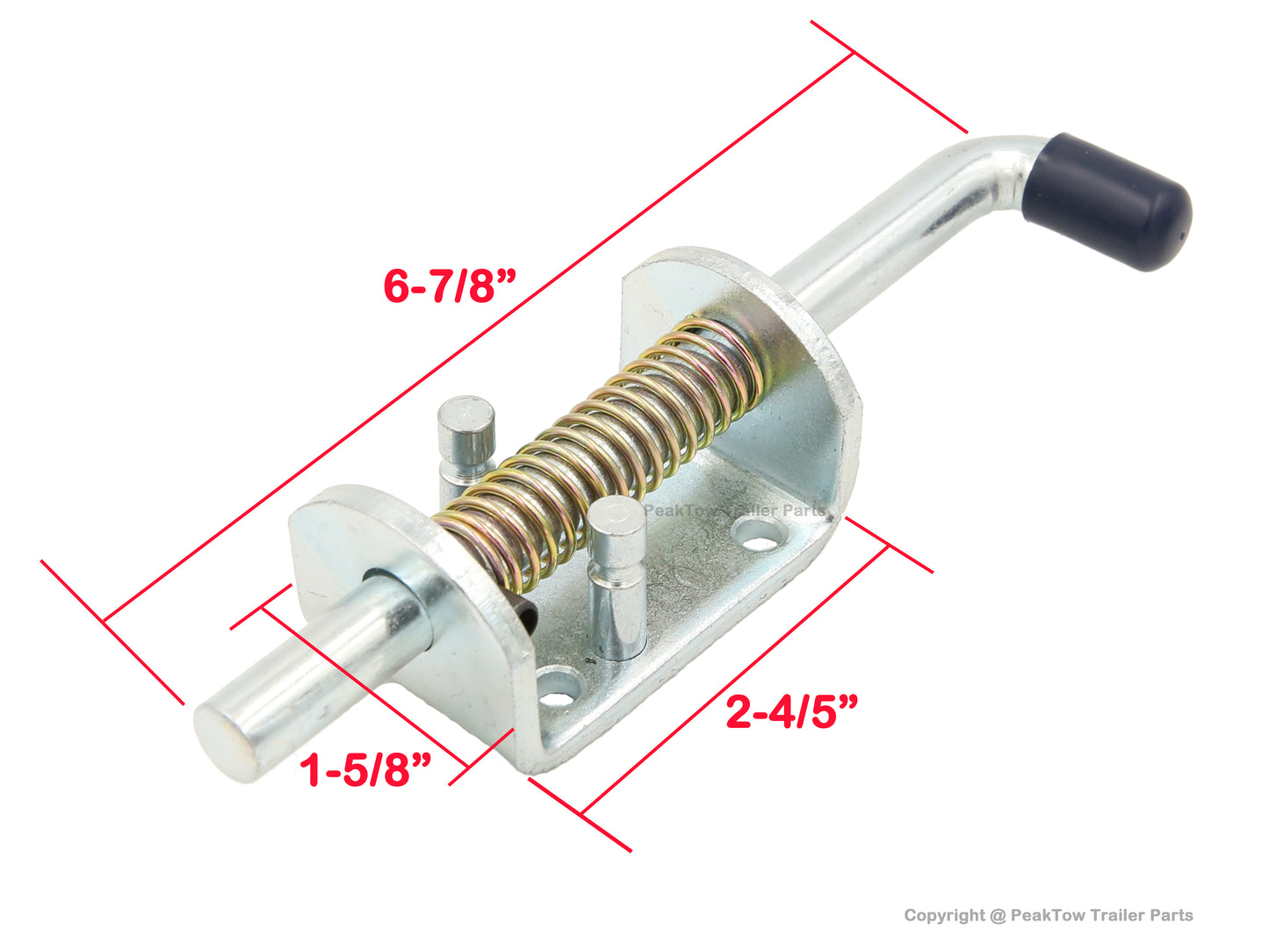 PTT0023 Heavy Duty 6-7/8 Inches Long Metal Lock Barrel Bolt Spring Loaded Latch with Grip and Hardware - Case of 48