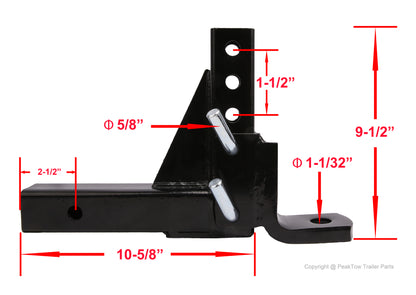 PTT0061 Support de boule de remorque réglable à 8 positions pour récepteur de 2 po, capacité GTW de 5 000 lb - Caisse de 3
