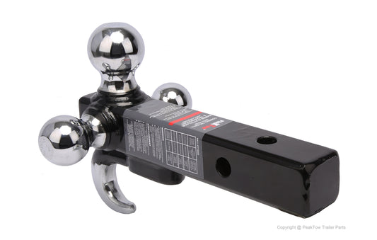 Class III/IV 2 inch Trailer Hitch Ball Mount with Triple Chrome Balls & Hook – 10,000 lbs Capacity