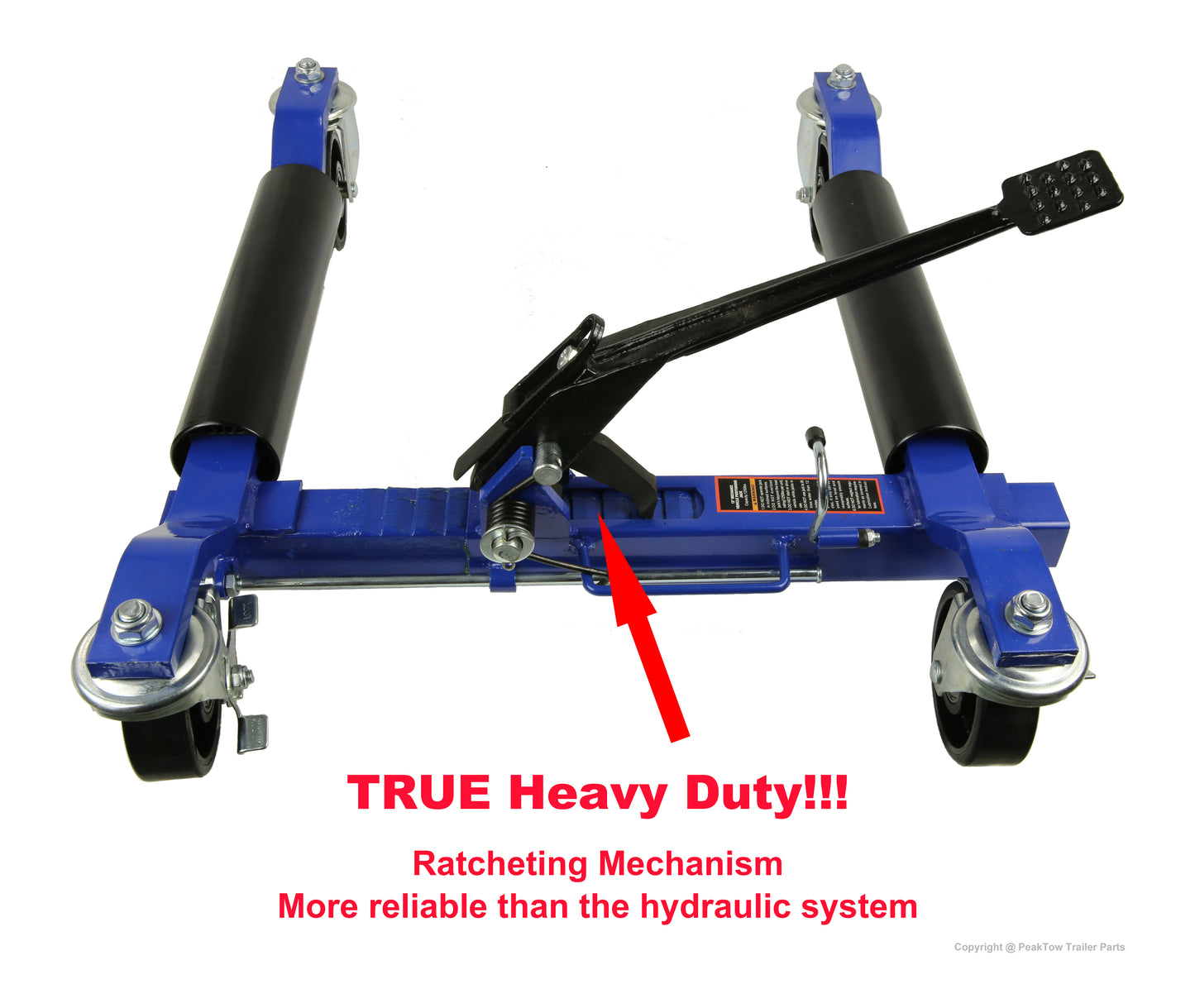 PTT0111 Heavy-Duty 1250 LB 12‚Äù Self-Loading Car Vehicle Tire Wheel Dolly Positioning Jack with Ratcheting Foot Pedal