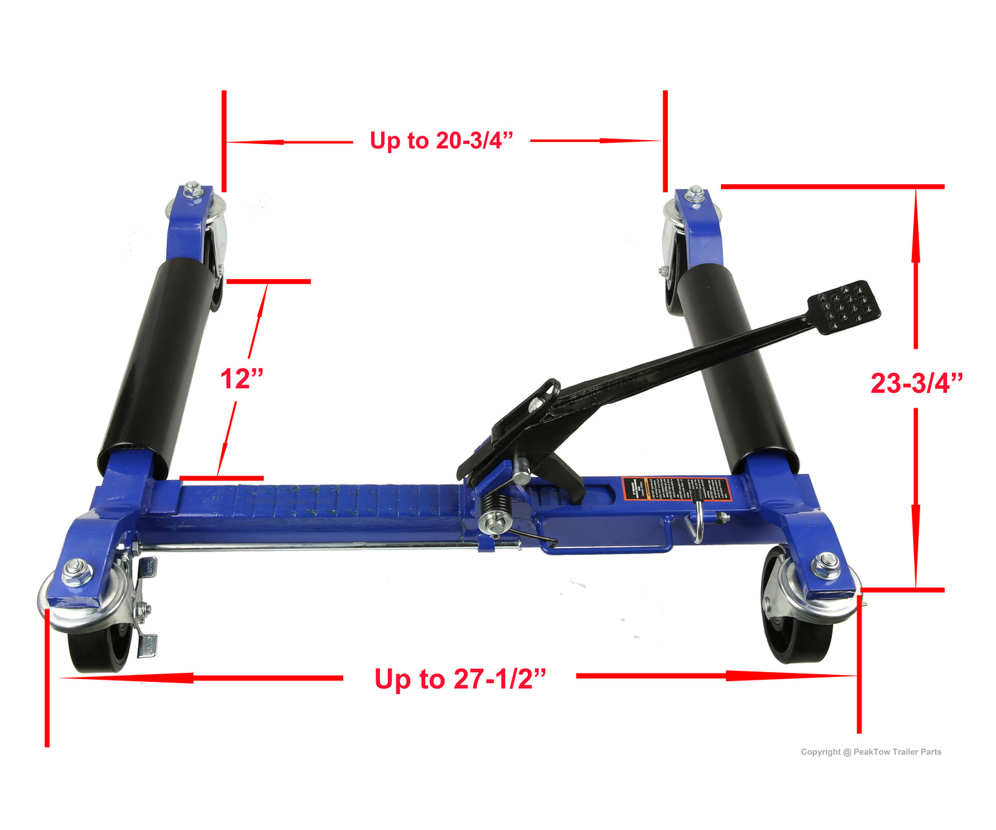 PTT0111 Heavy-Duty 1250 LB 12‚Äù Self-Loading Car Vehicle Tire Wheel Dolly Positioning Jack with Ratcheting Foot Pedal