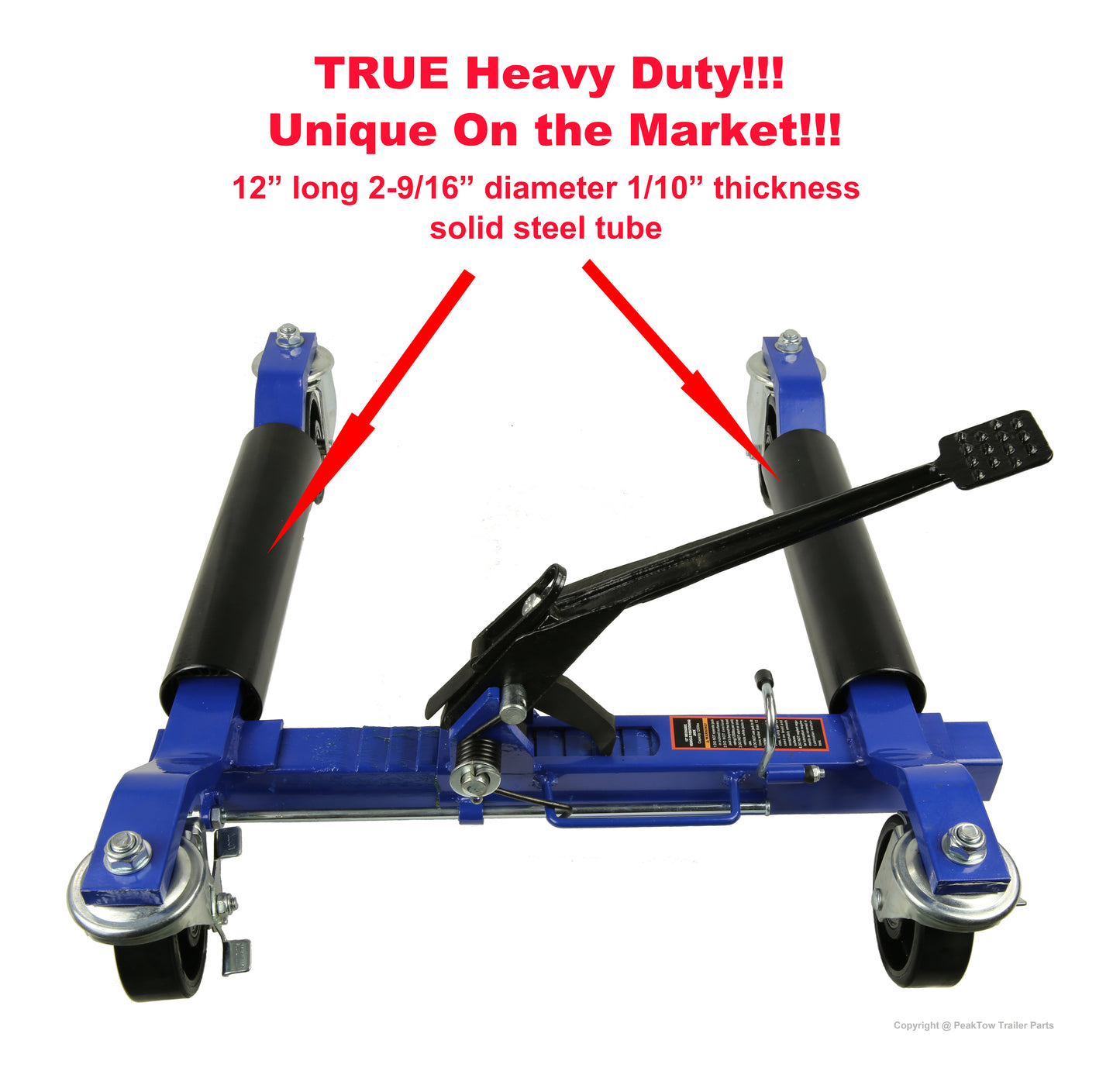 PTT0111 Heavy-Duty 1250 LB 12‚Äù Self-Loading Car Vehicle Tire Wheel Dolly Positioning Jack with Ratcheting Foot Pedal