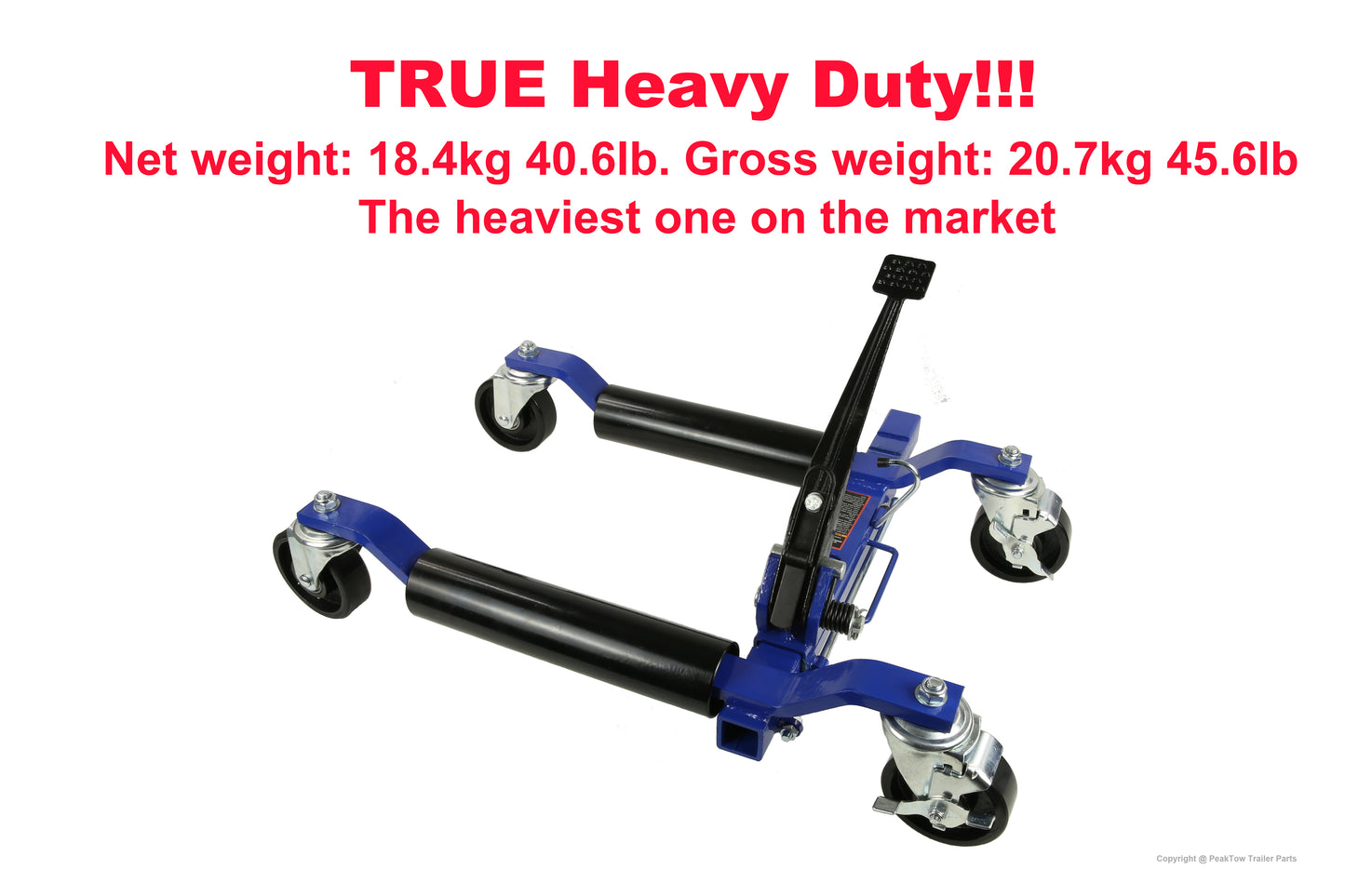 PTT0111 Heavy-Duty 1250 LB 12‚Äù Self-Loading Car Vehicle Tire Wheel Dolly Positioning Jack with Ratcheting Foot Pedal