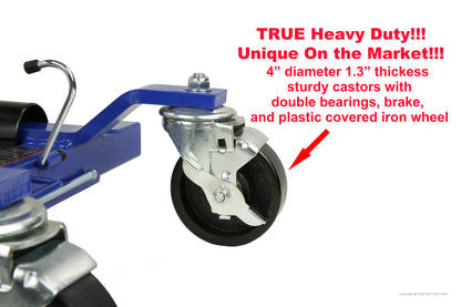 PTT0111 Self-Loading Car Dolly and Wheel Positioning Jack with Ratcheting Foot Pedal
