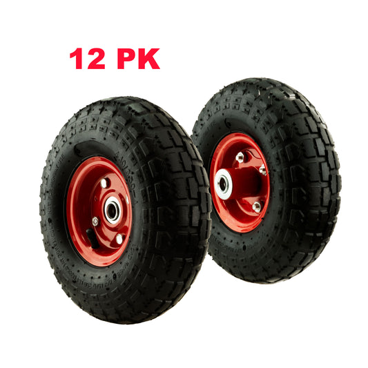 PTW0001 All Purpose 4.10/3.50-4" Utility Pneumatic Air Tire on Wheel for Dolly, Hand Truck, or Cart - case of 12